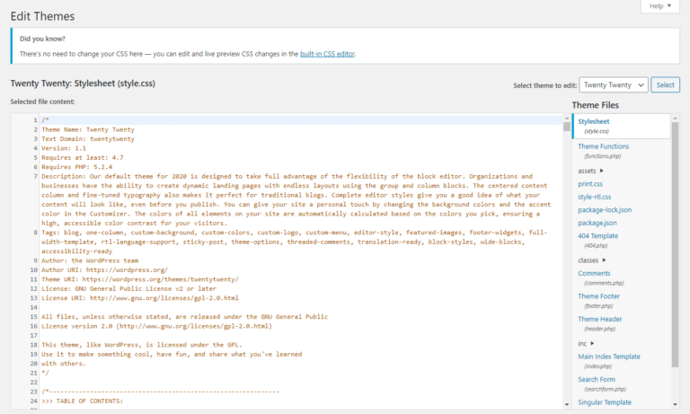 editar css en wordpress