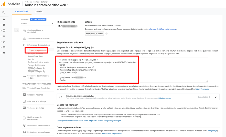 insertar código de seguimiento google analytics en wordpress